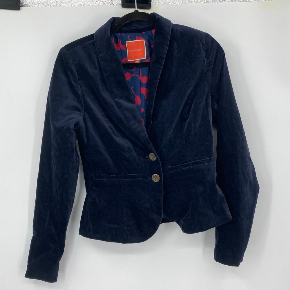 Modcloth Midnight Blue Velvet Blazer